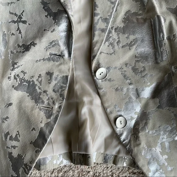 Cache Leather Blazer Grey Pattern 3/4 Sleeve - Picture 3 of 3